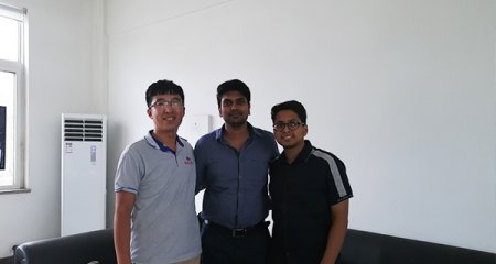 印度客戶訂購的PVC木塑實心門套生產線驗收成功